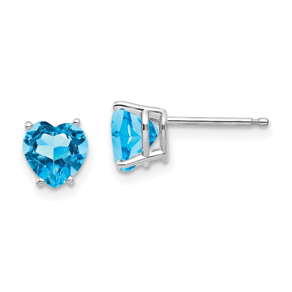 Polished;14K White gold;Post;Blue topaz