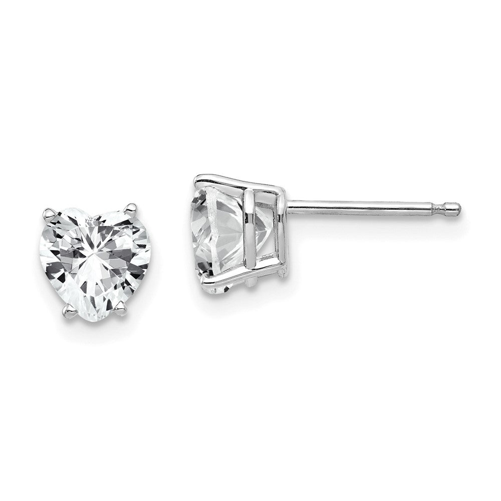 Polished;14K White gold;Post;CZ