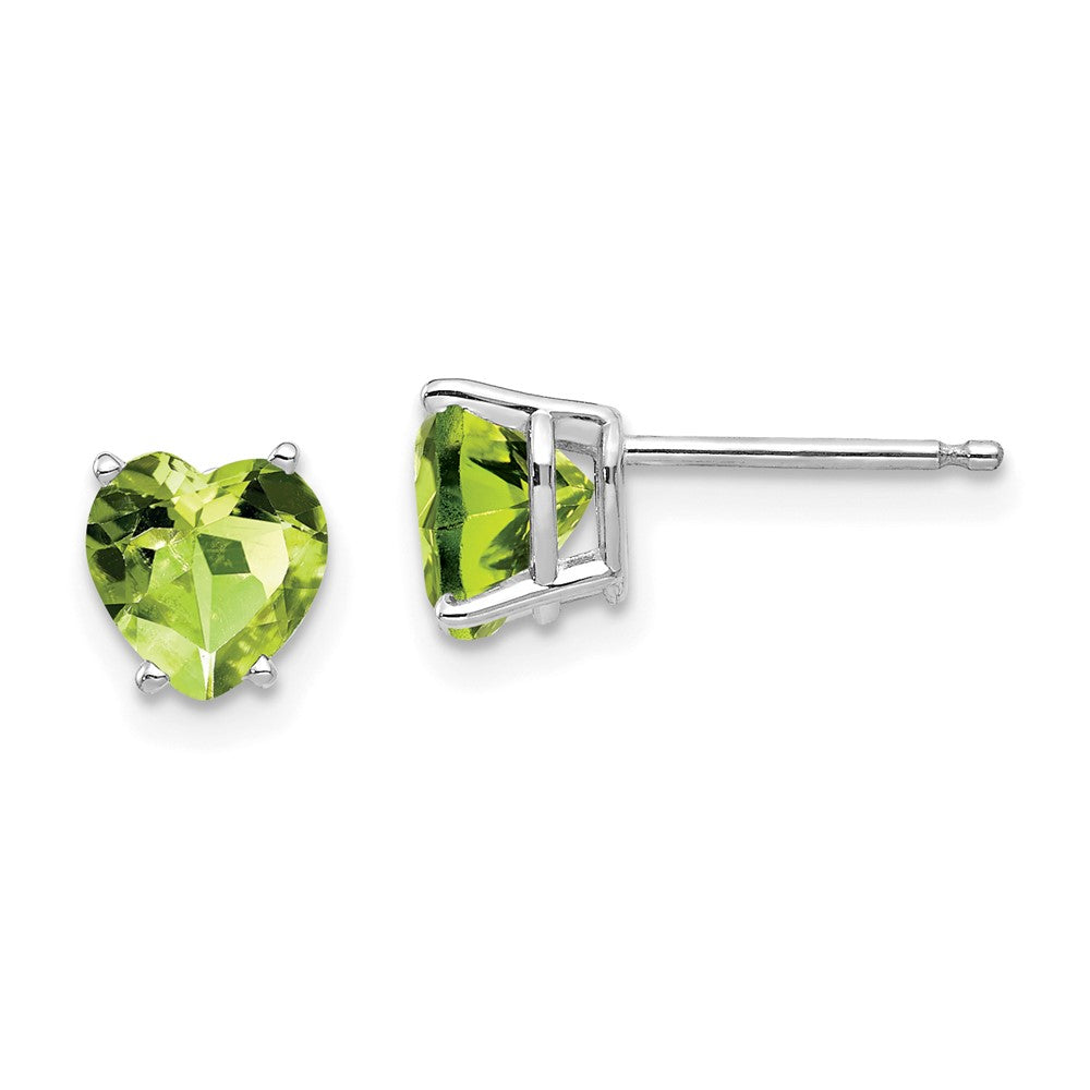 Polished;14K White gold;Post;Peridot
