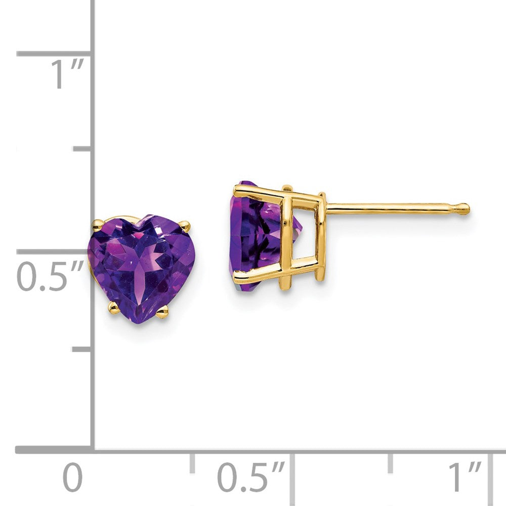 14k 7mm Heart Amethyst Post Earrings