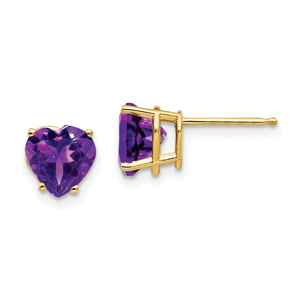 14k Yellow gold;Post;Amethyst