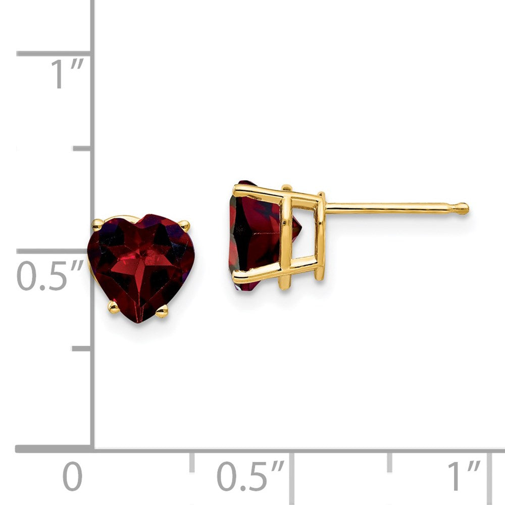 14k 7mm Heart Garnet Post Earrings