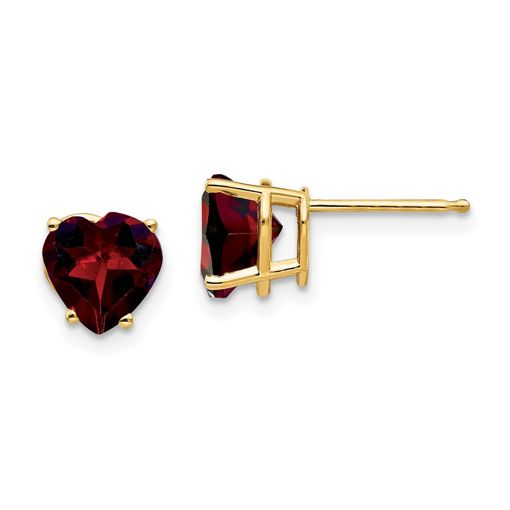14k Yellow gold;Post;Garnet
