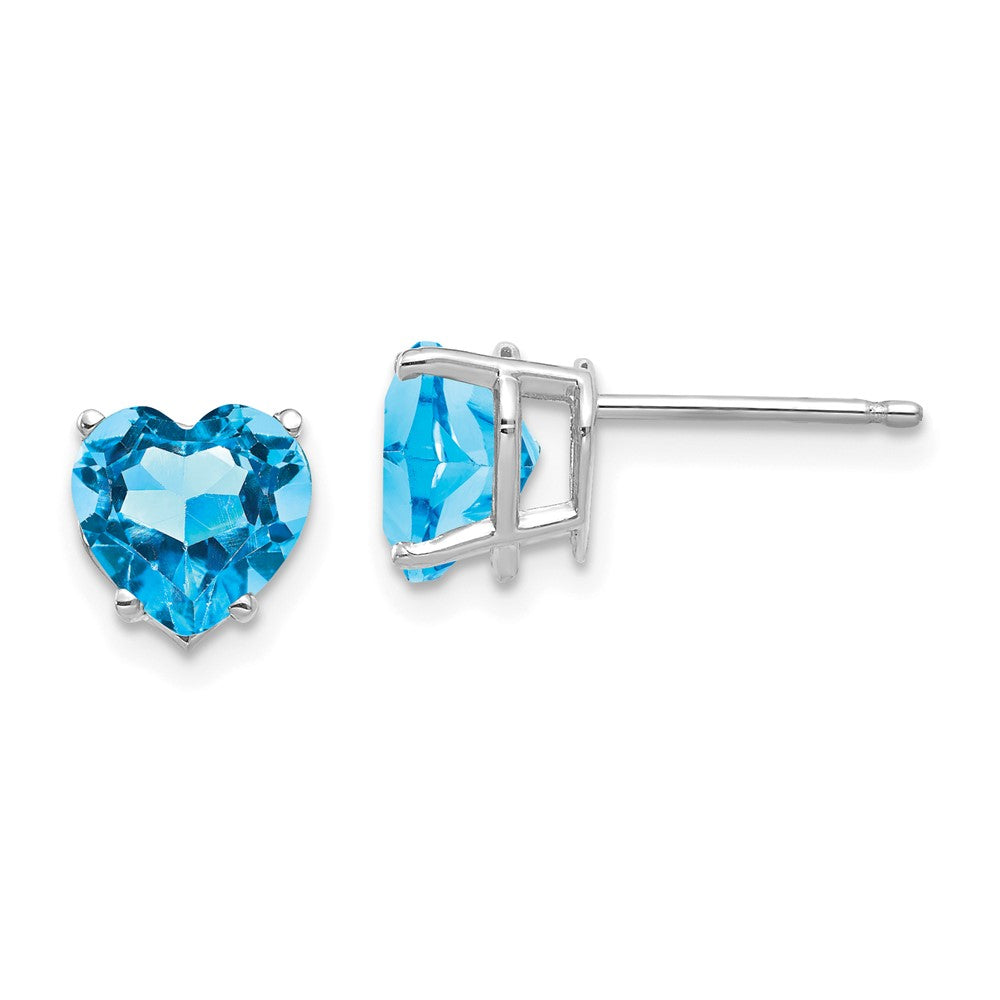 Polished;14K White gold;Post;Blue topaz