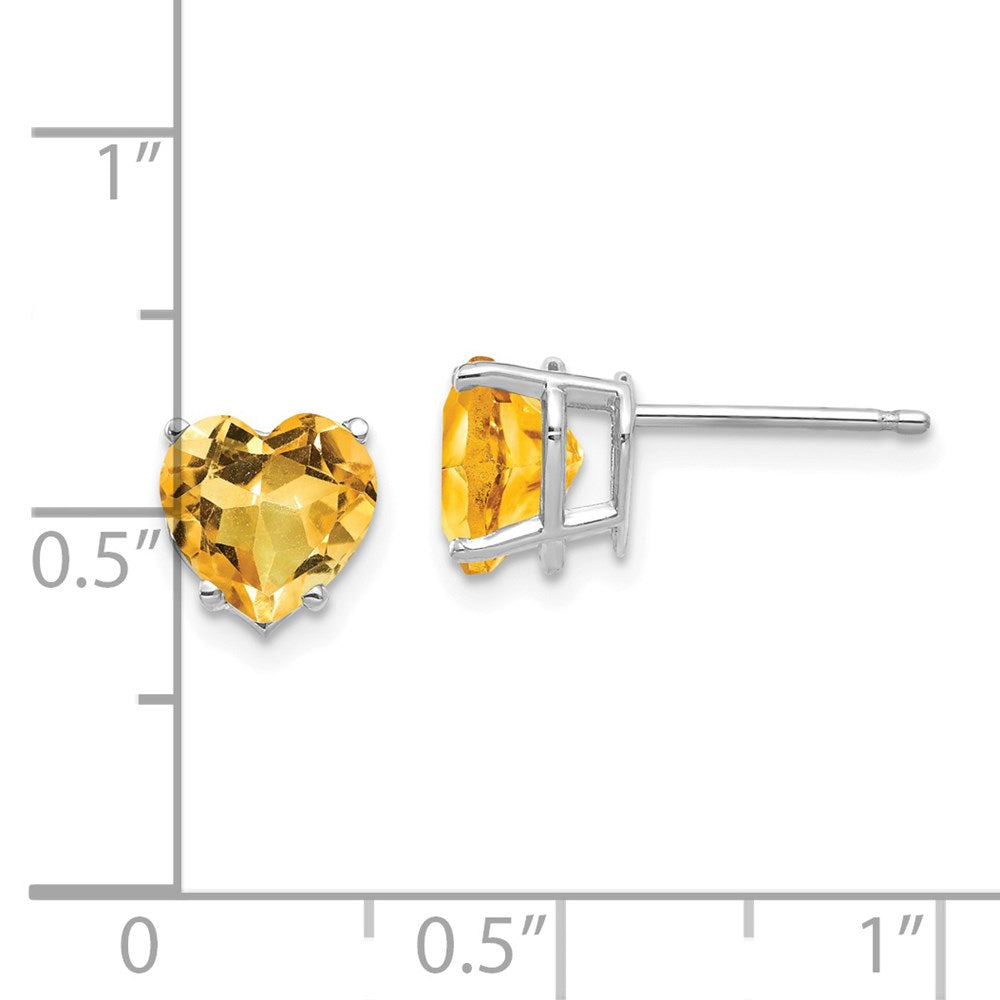 14k White Gold 7mm Heart Citrine Post Earrings
