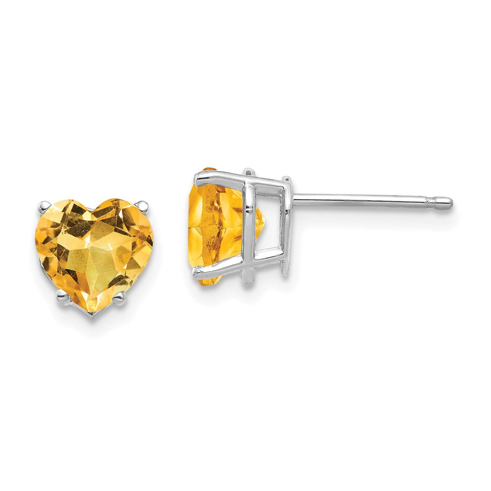 Polished;14K White gold;Post;Citrine