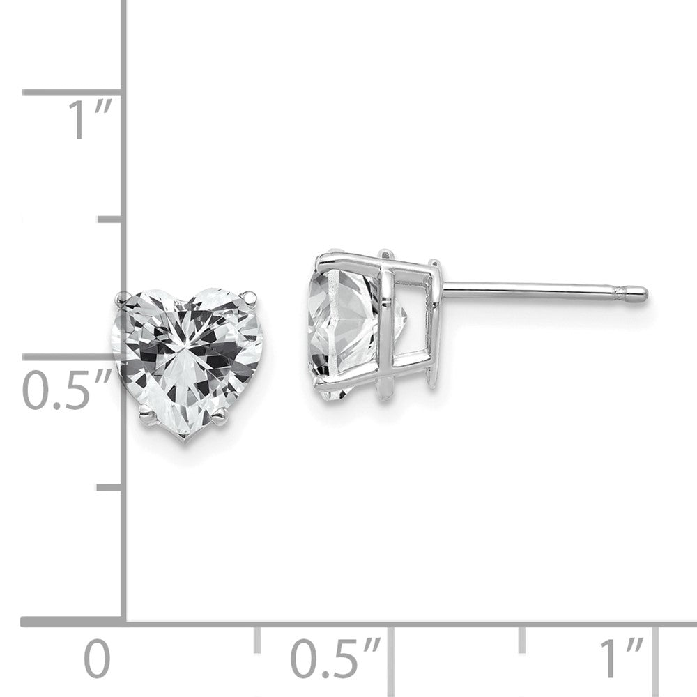 14k White Gold 7mm Heart Cubic Zirconia Stud Earrings