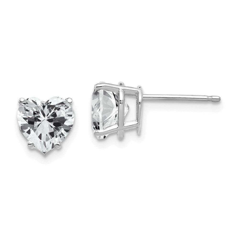 Polished;14K White gold;Post;CZ