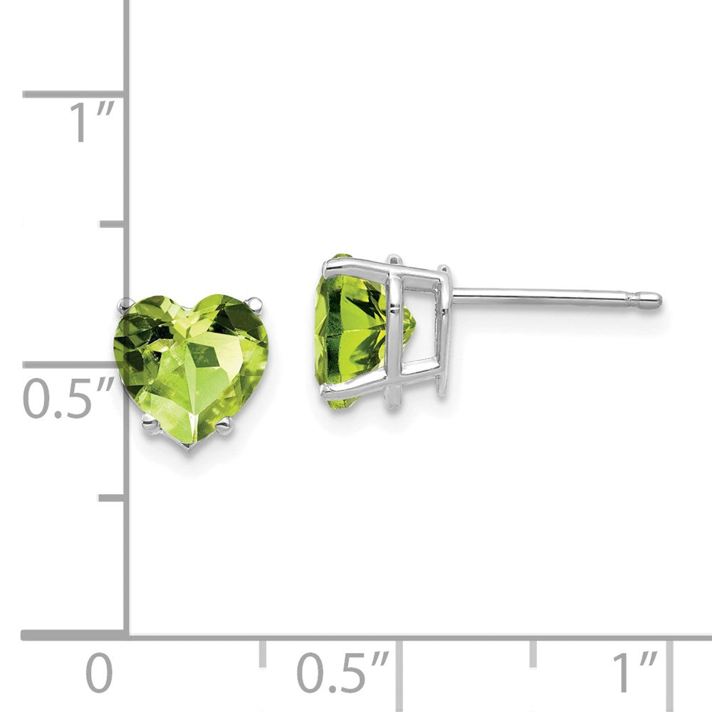 14k White Gold 7mm Heart Peridot Post Earrings