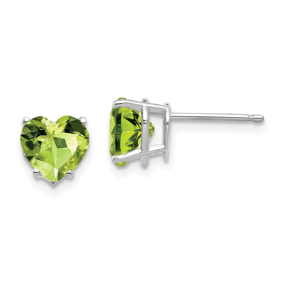Polished;14K White gold;Post;Peridot