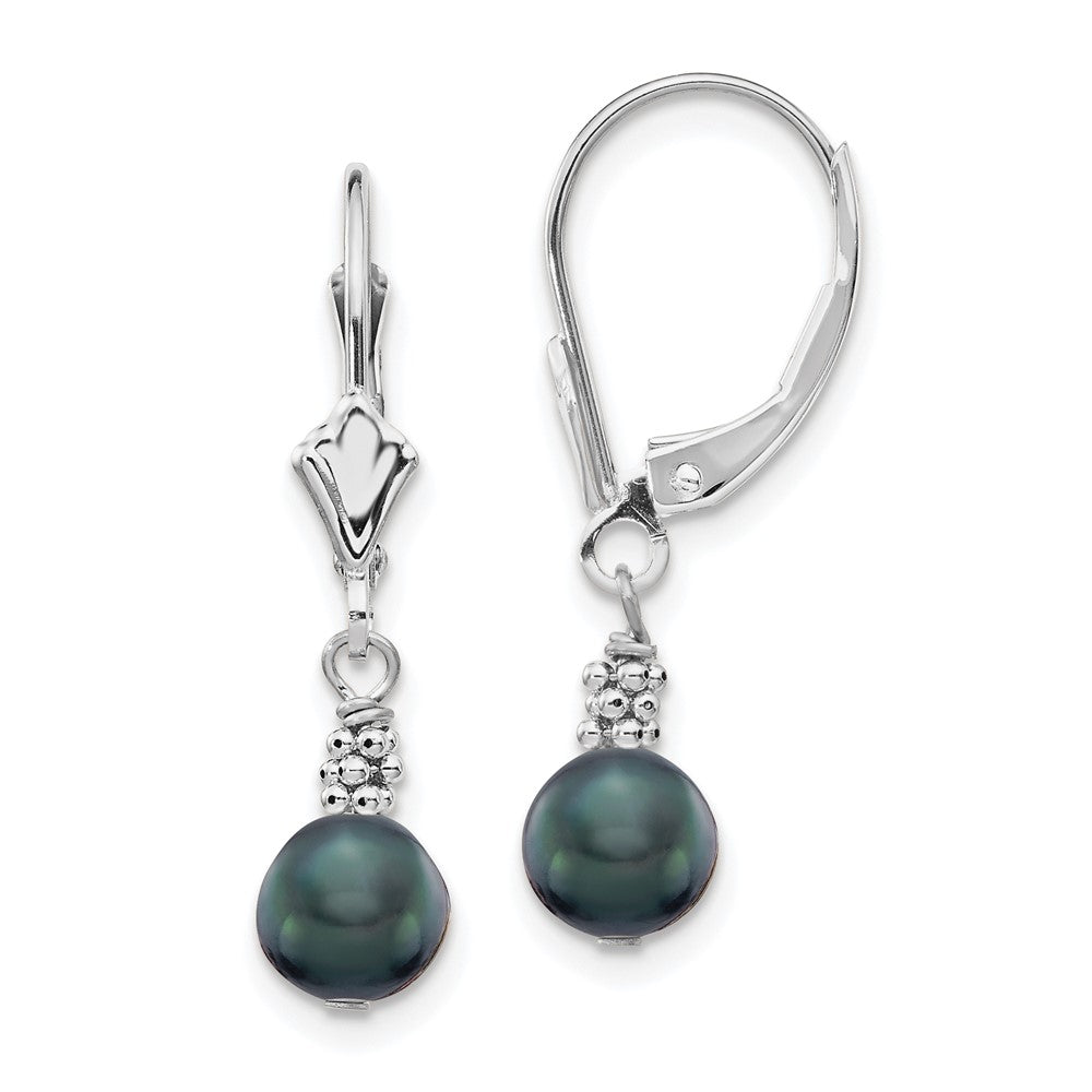 Polished;14K White gold;Leverback;Freshwater cultured pearl;Dangle