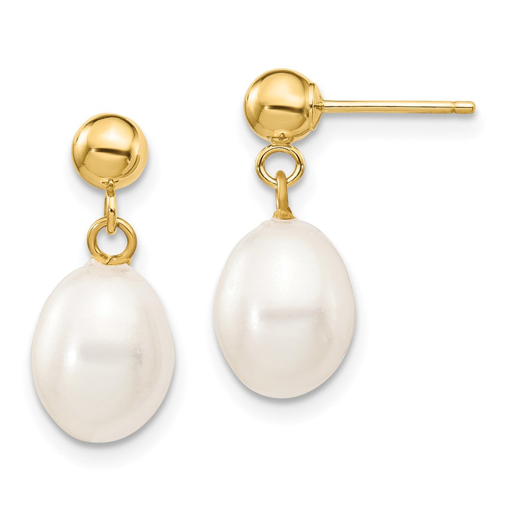 14k Yellow gold;Post;Freshwater cultured pearl