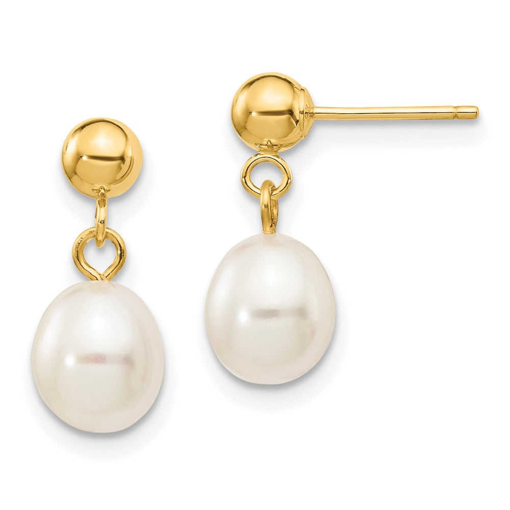 14k Yellow gold;Post;Freshwater cultured pearl