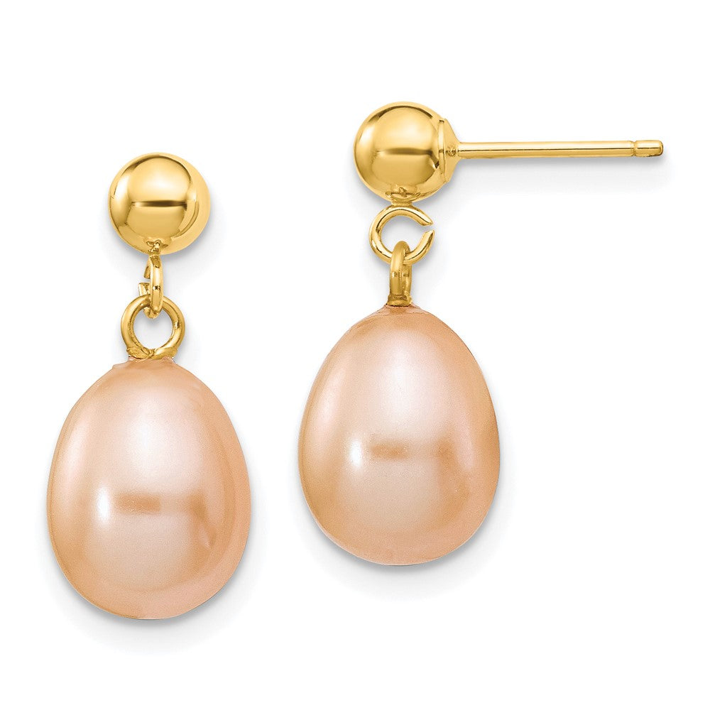 14k Yellow gold;Post;Freshwater cultured pearl
