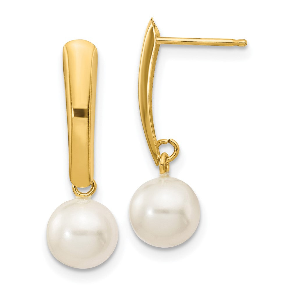 14k Yellow gold;Post;Freshwater cultured pearl