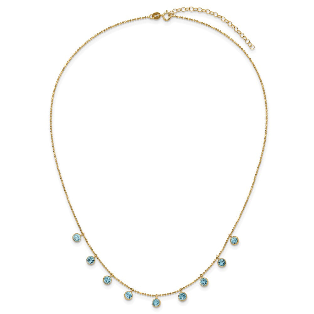 14k Blue Topaz Dangles 16 inch Necklace Plus 2 inch Extender