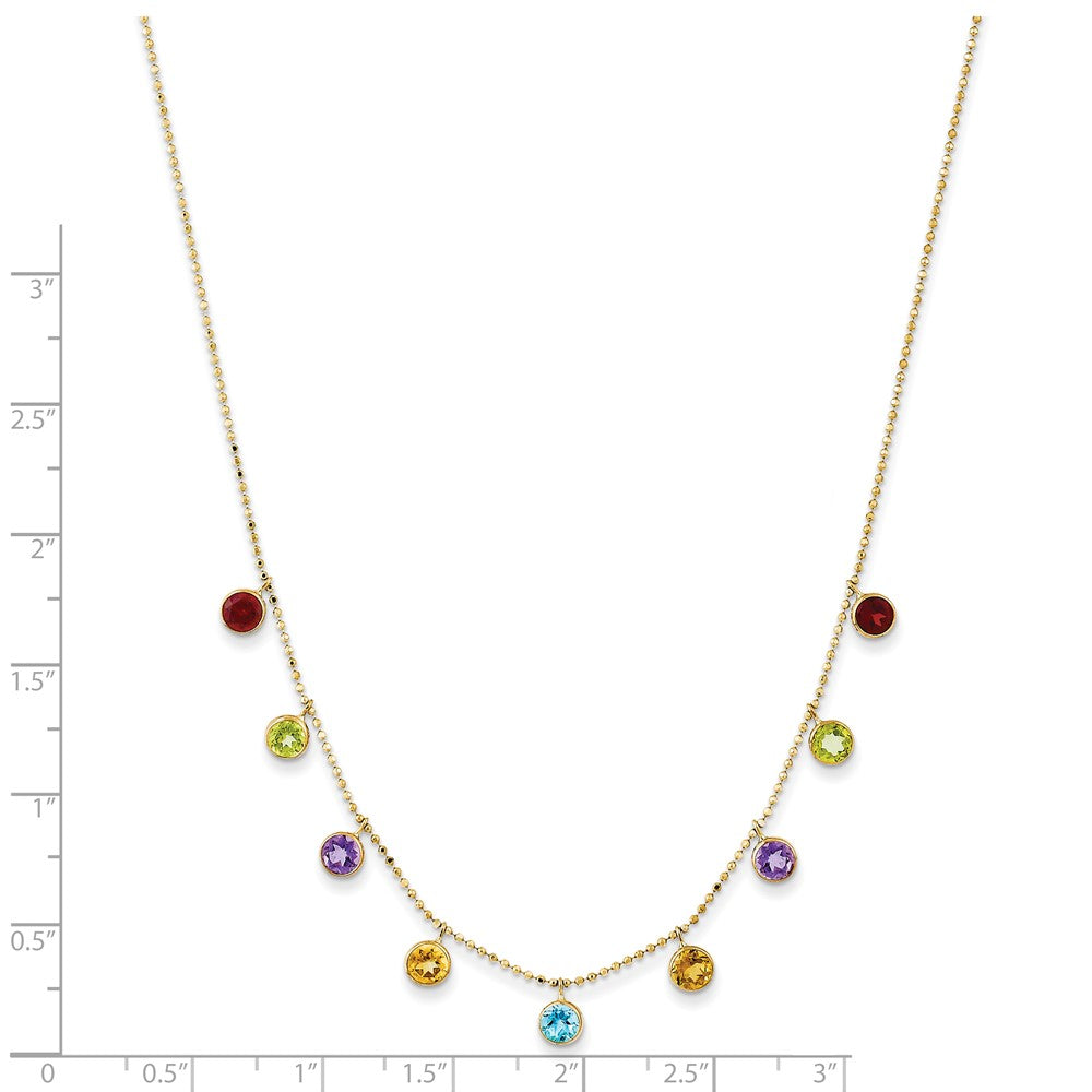 14K Amethyst/Citrine/Garnet/Peridot/Blue Topaz 16 inch Necklace Plus 2 inch Extender
