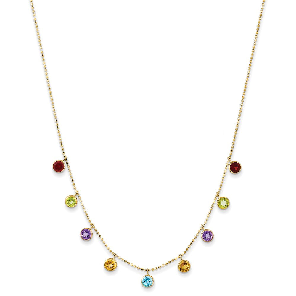 Polished;14k Yellow gold;Genuine;Spring Ring;Amethyst;Blue topaz;Citrine;Garnet;Peridot;Dangle