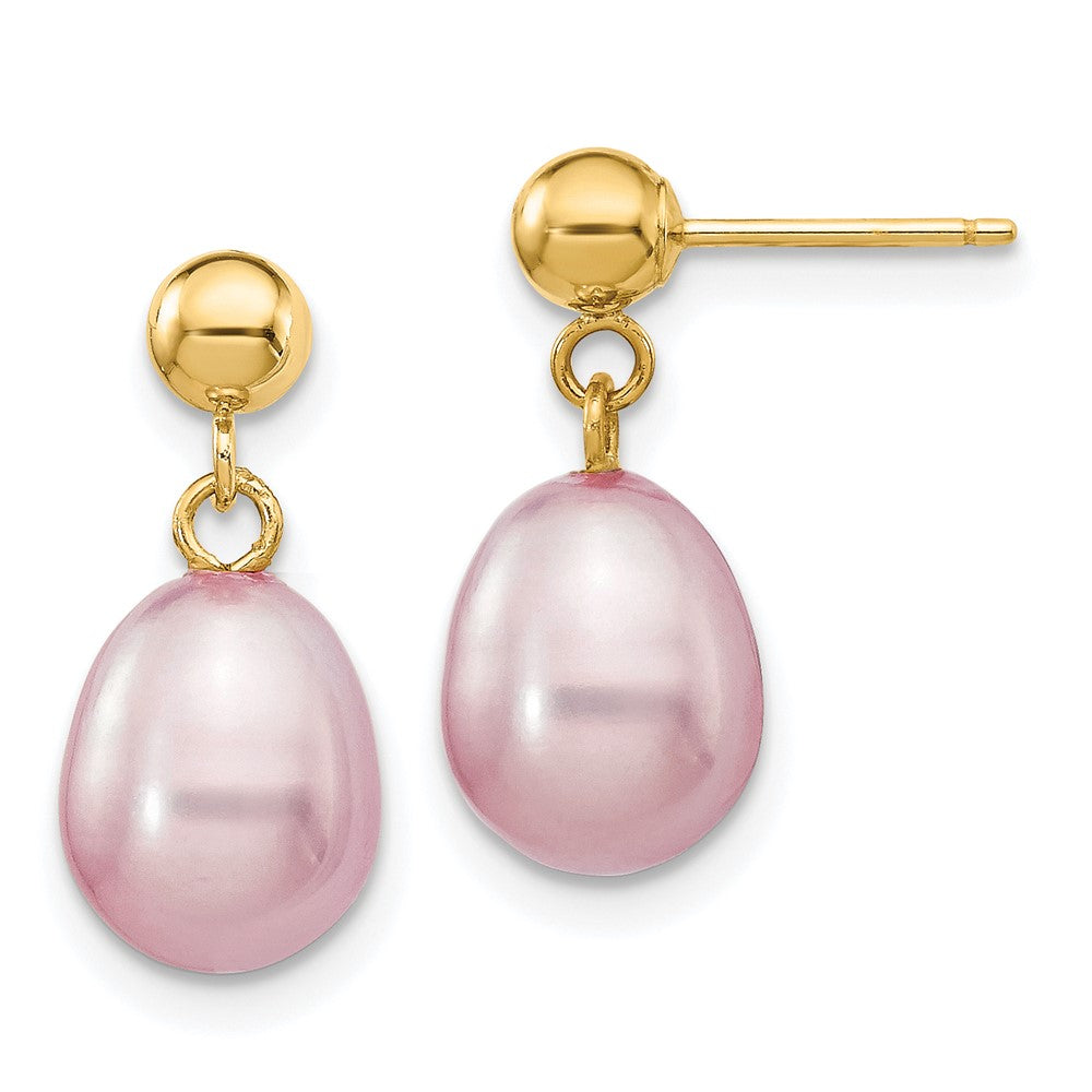 14k Yellow gold;Post;Freshwater cultured pearl