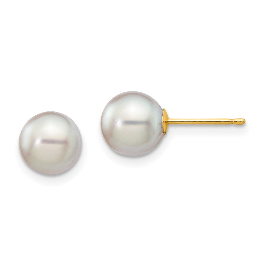 14k Yellow gold;Post;Freshwater cultured pearl