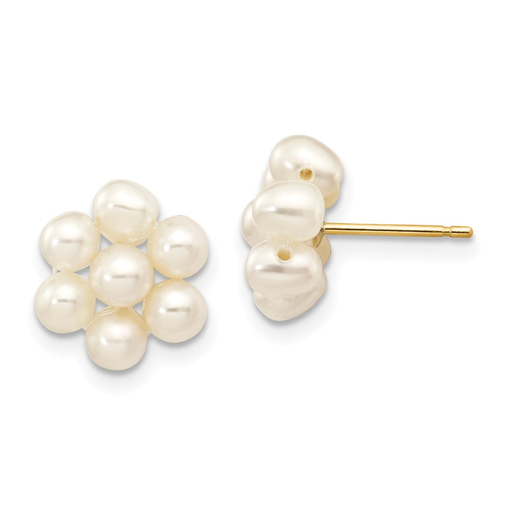 14k Yellow gold;Post;Freshwater cultured pearl