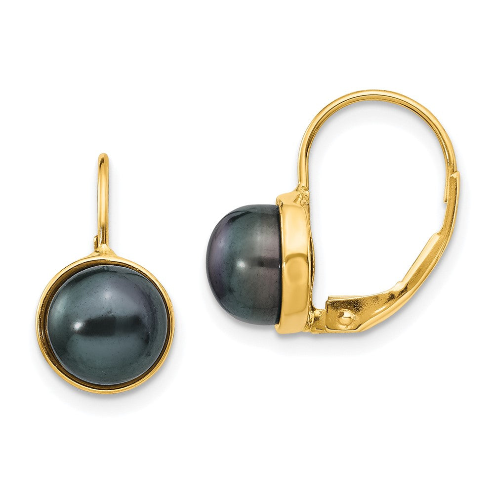 14k Yellow gold;Leverback;Freshwater cultured pearl