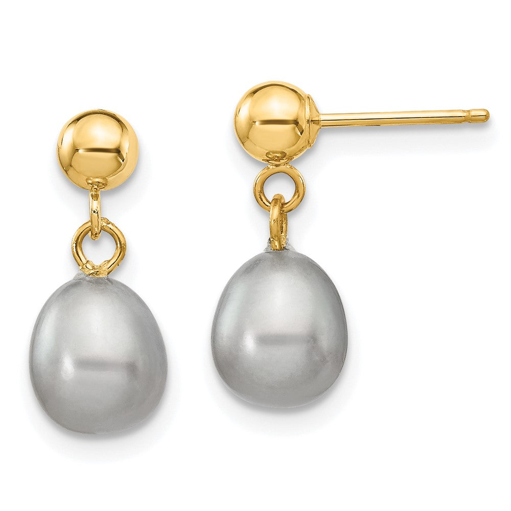 14k Yellow gold;Post;Freshwater cultured pearl