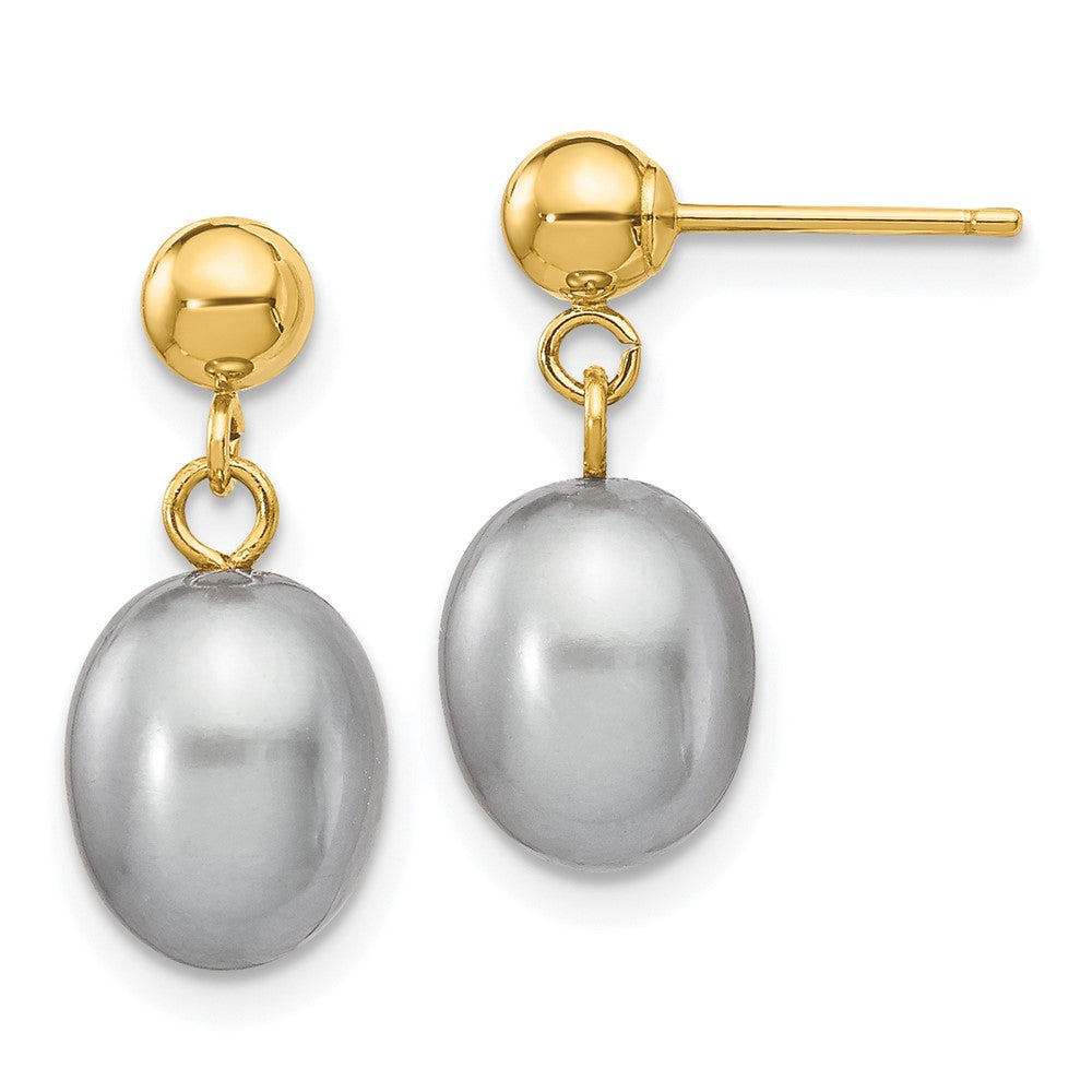 14k Yellow gold;Post;Freshwater cultured pearl