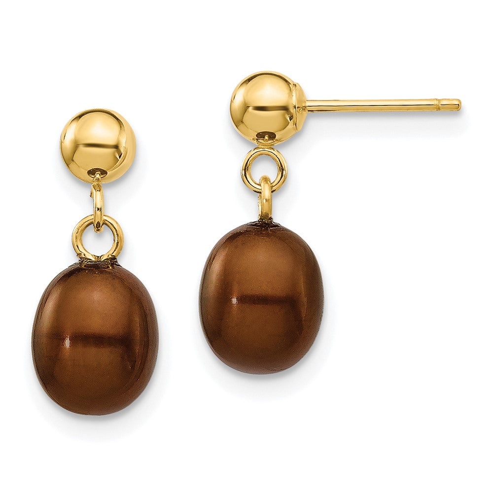 14k Yellow gold;Post;Freshwater cultured pearl