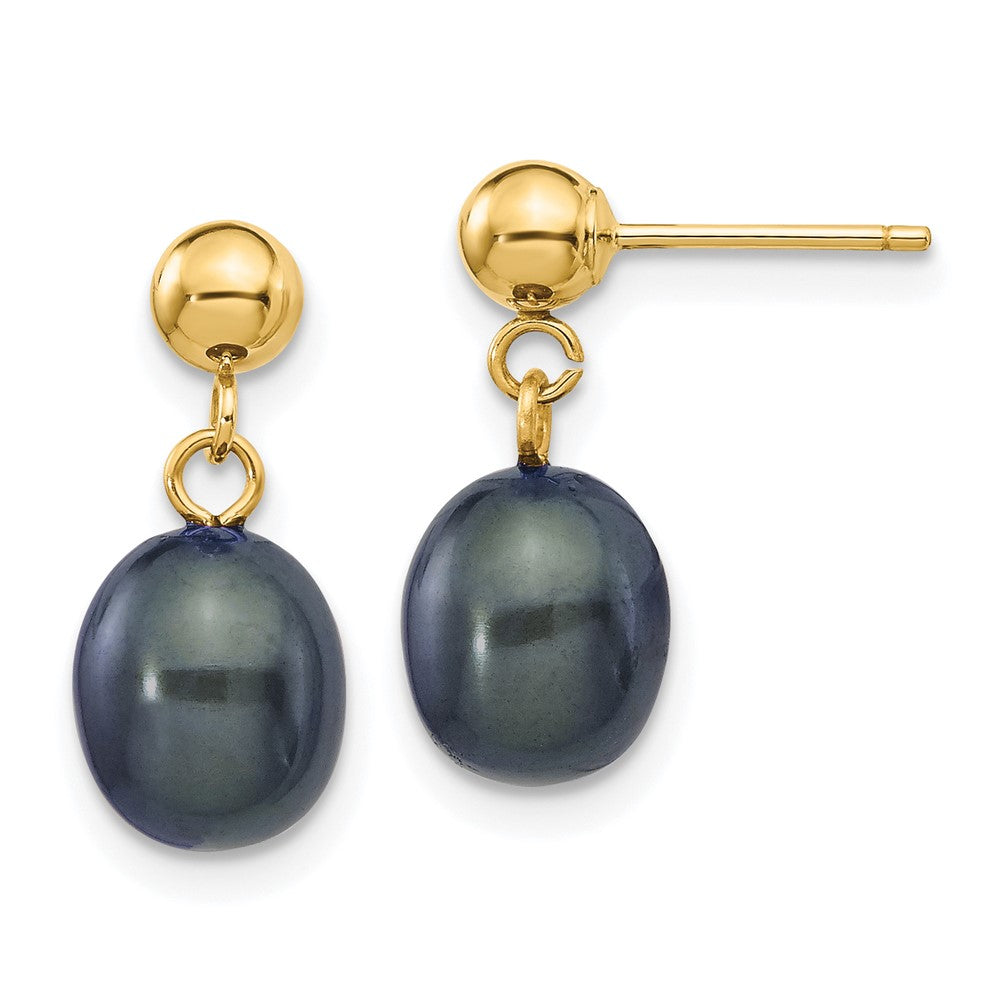 14k Yellow gold;Post;Freshwater cultured pearl