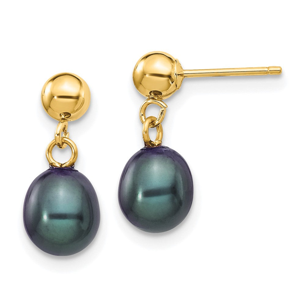 14k Yellow gold;Post;Freshwater cultured pearl
