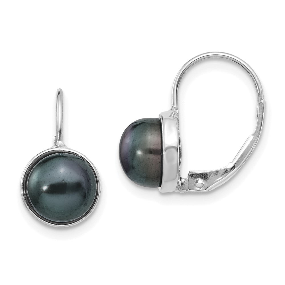 14K White gold;Leverback;Freshwater cultured pearl