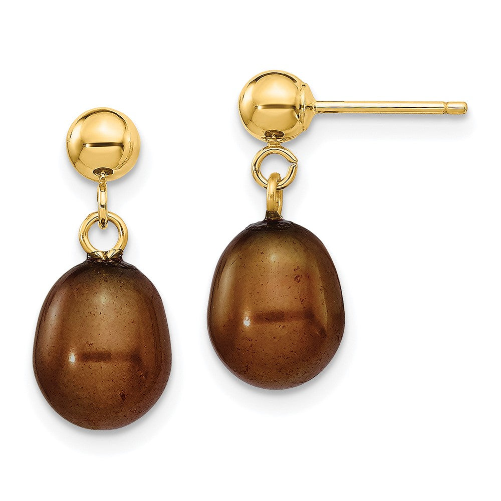 14k Yellow gold;Post;Freshwater cultured pearl
