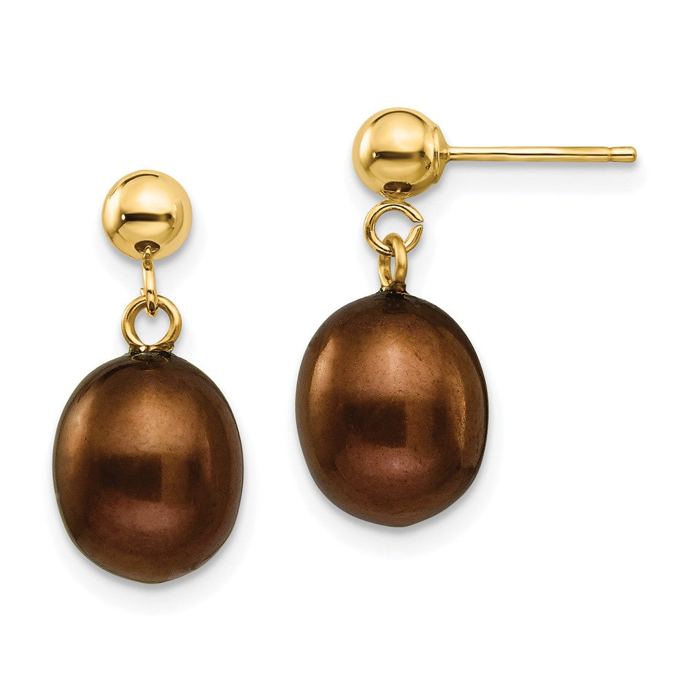 14k Yellow gold;Post;Freshwater cultured pearl