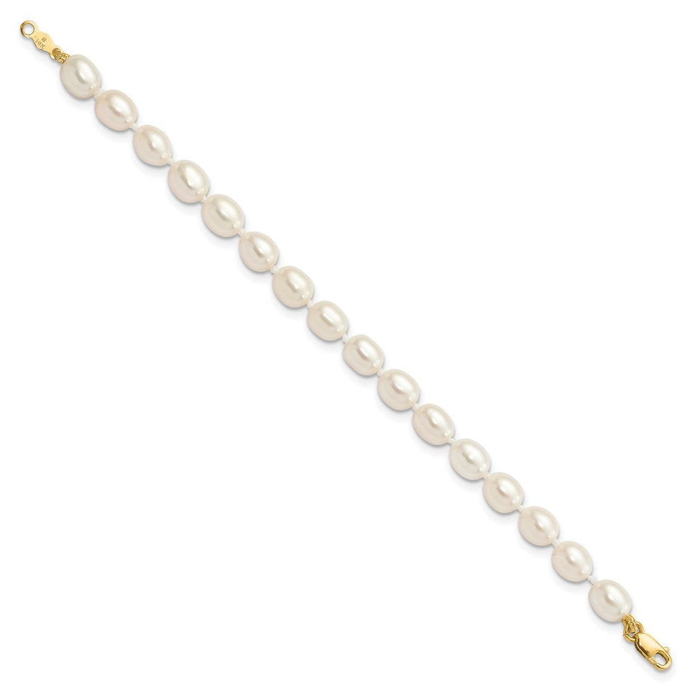 14k 5-6mm White Freshwater Cultured Pearl 5 inch Bracelet, 14 inch Necklace and Post Earrings Set