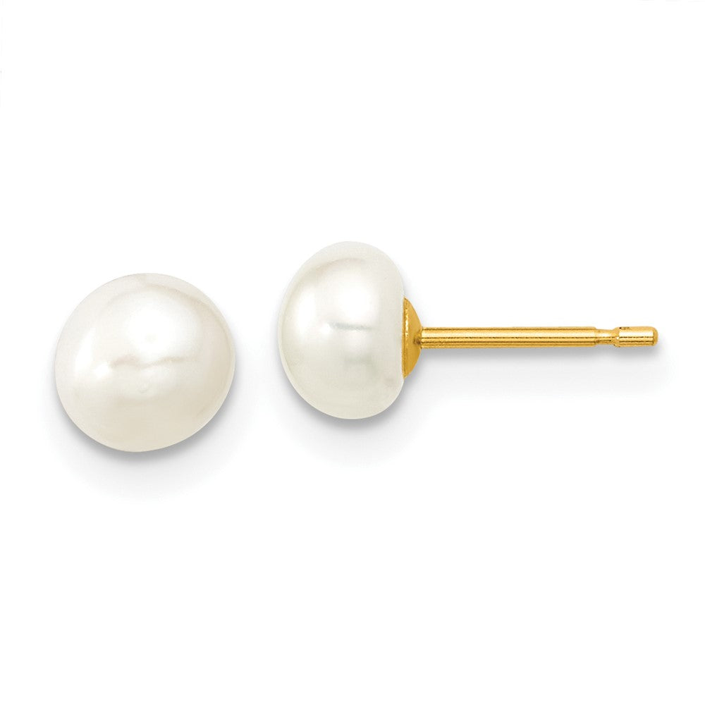 14k 5-6mm White Freshwater Cultured Pearl 5 inch Bracelet, 14 inch Necklace and Post Earrings Set