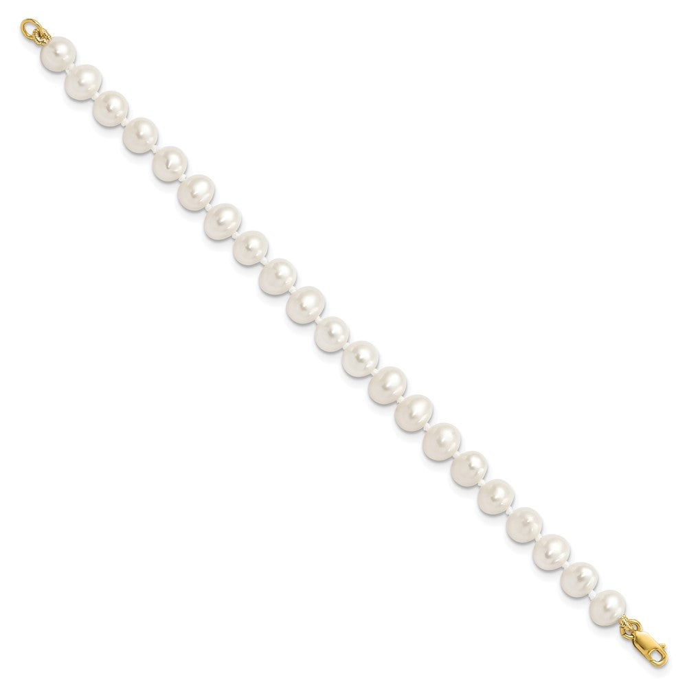 14k 5-6mm White Freshwater Cultured Pearl 5 inch Bracelet, 14 inch Necklace and Post Earrings Set