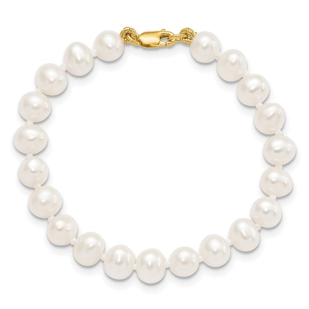 14k 5-6mm White Freshwater Cultured Pearl 5 inch Bracelet, 14 inch Necklace and Post Earrings Set