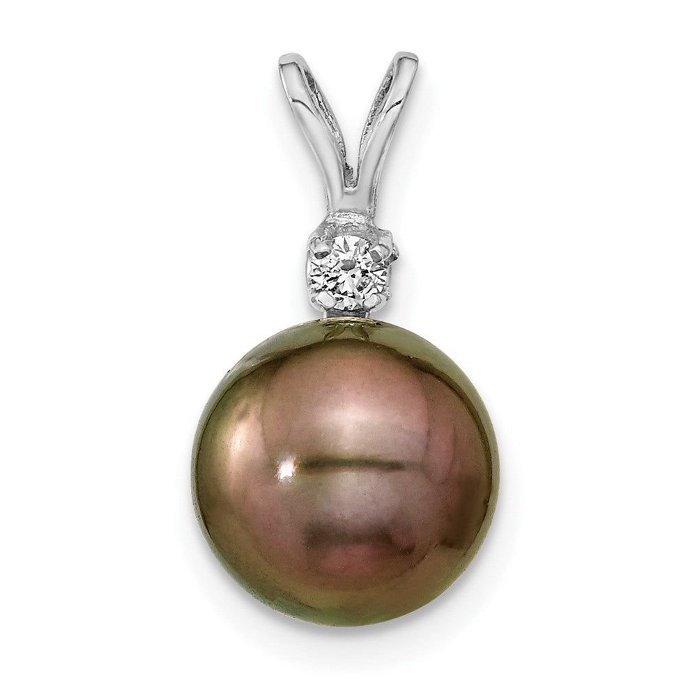 Polished;14K White gold;Diamond;Saltwater pearl