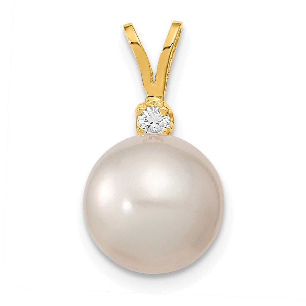 14k Yellow gold;Diamond;Saltwater pearl