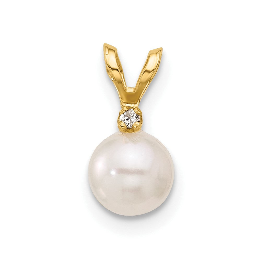 14k Yellow gold;Diamond;Saltwater pearl
