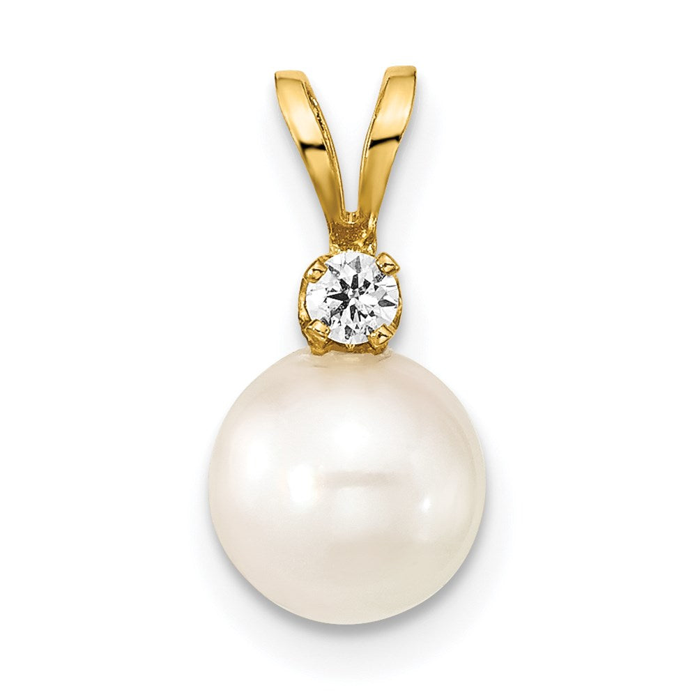 14k Yellow gold;Diamond;Saltwater pearl