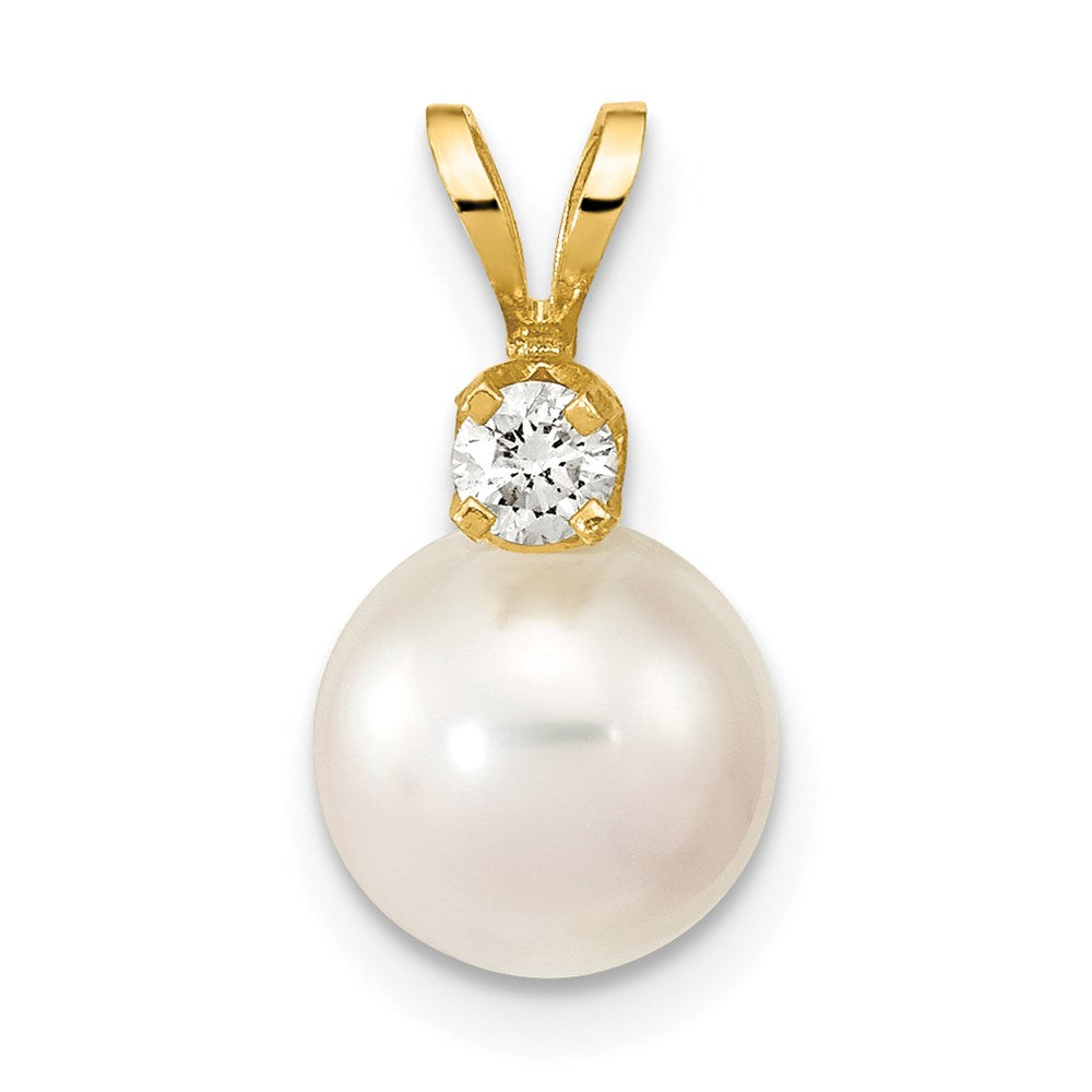14k Yellow gold;Diamond;Saltwater pearl
