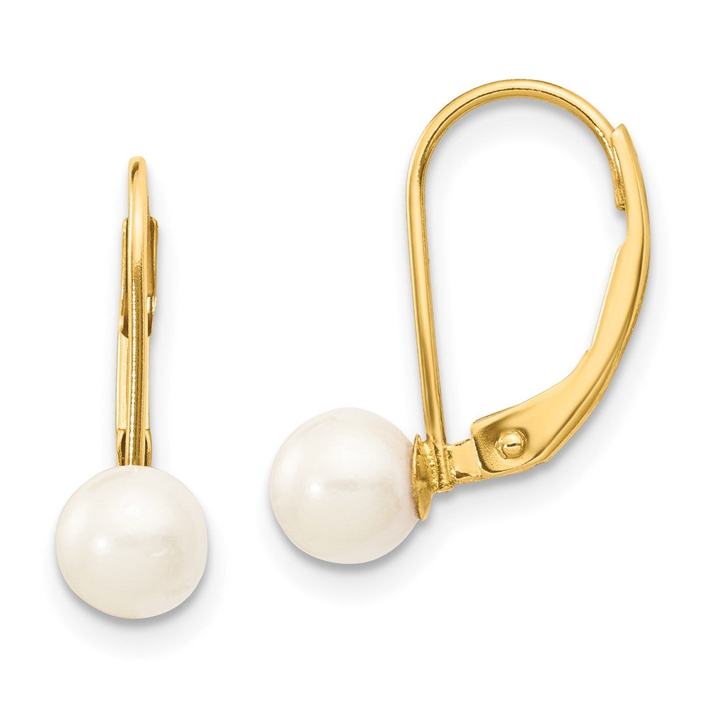 14k Yellow gold;Leverback;Saltwater pearl