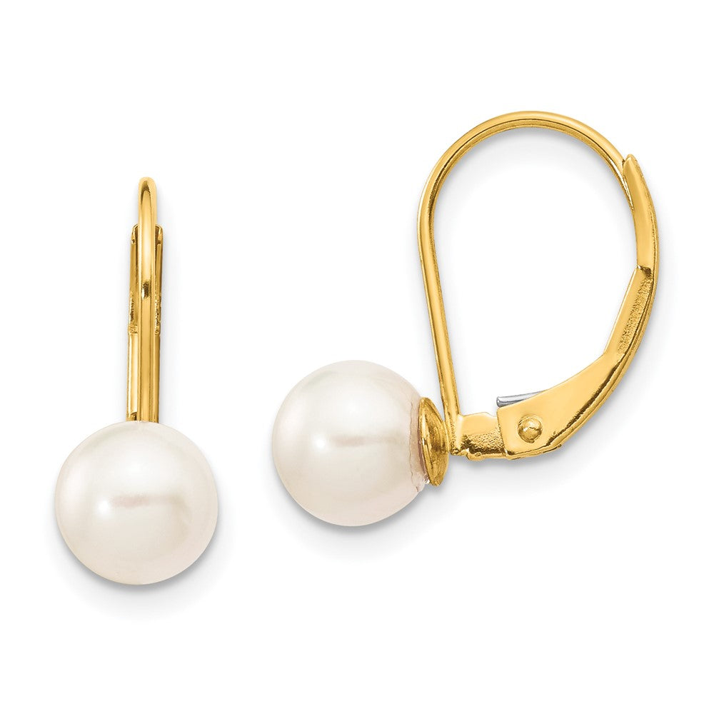 14k Yellow gold;Leverback;Saltwater pearl