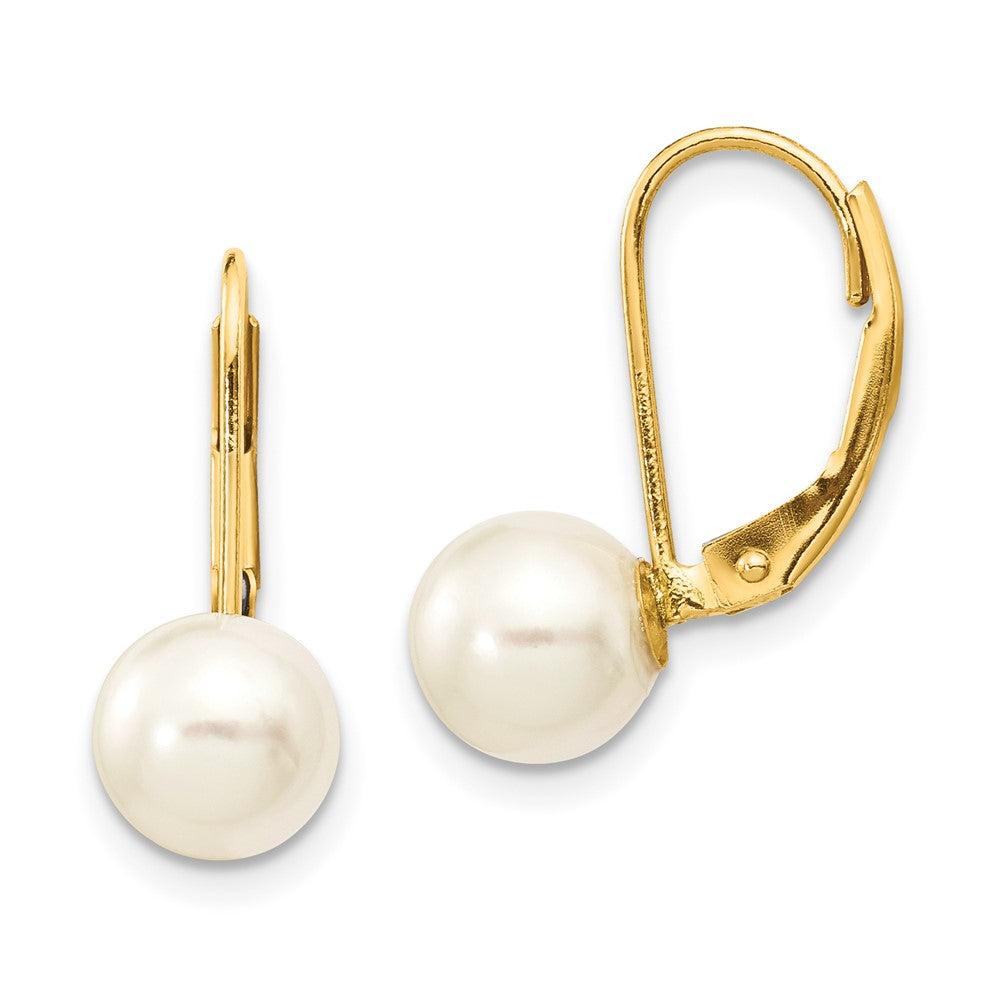 14k Yellow gold;Leverback;Saltwater pearl