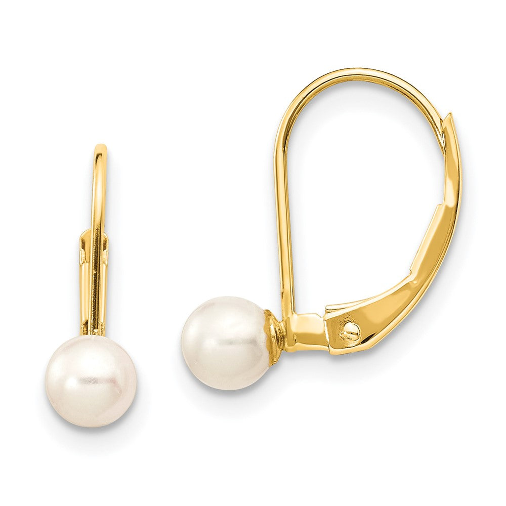 14k Yellow gold;Leverback;Freshwater cultured pearl