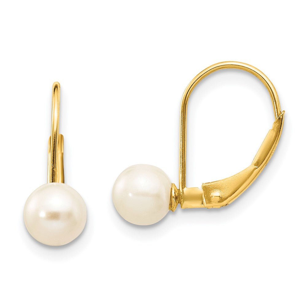 14k Yellow gold;Leverback;Freshwater cultured pearl