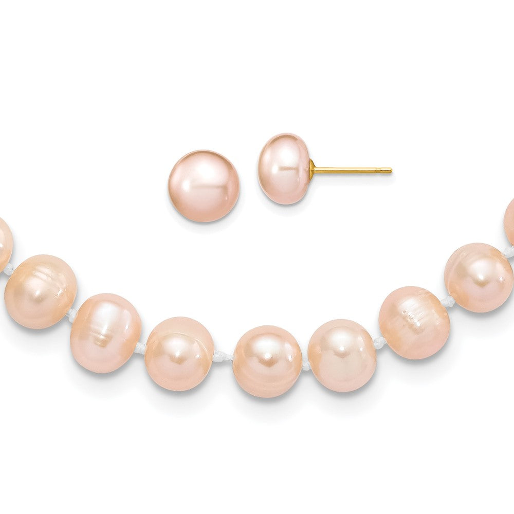 14k Yellow gold;Post;Dyed;Freshwater cultured pearl;Pearl clasp