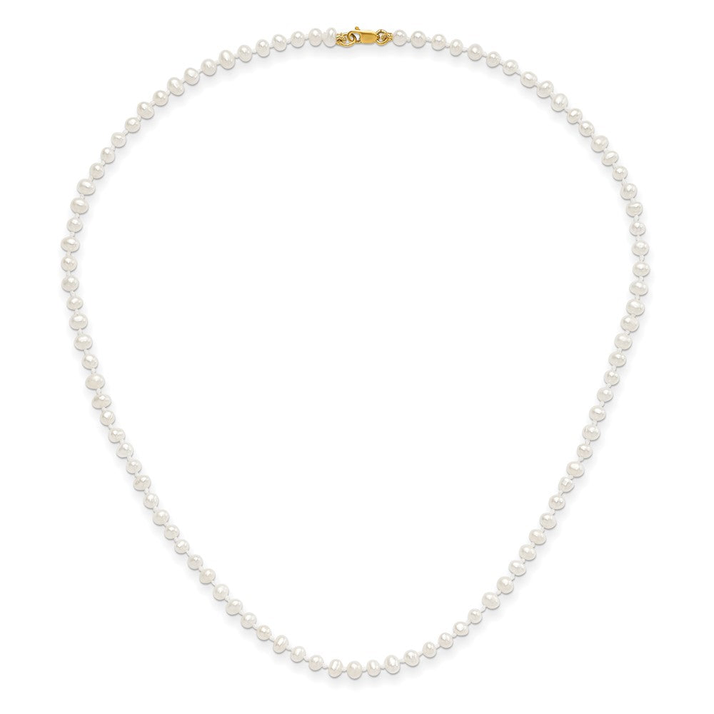 14k 3-4mm White Freshwater Cultured Pearl 14 inch Necklace, 5 inch Bracelet and Post Earrings Set